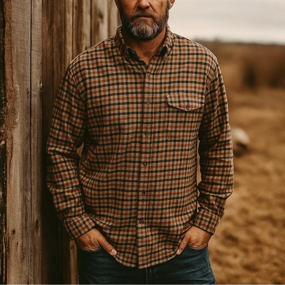J. CREW Cotton-Cashmere Blend Shirt‎ in Check